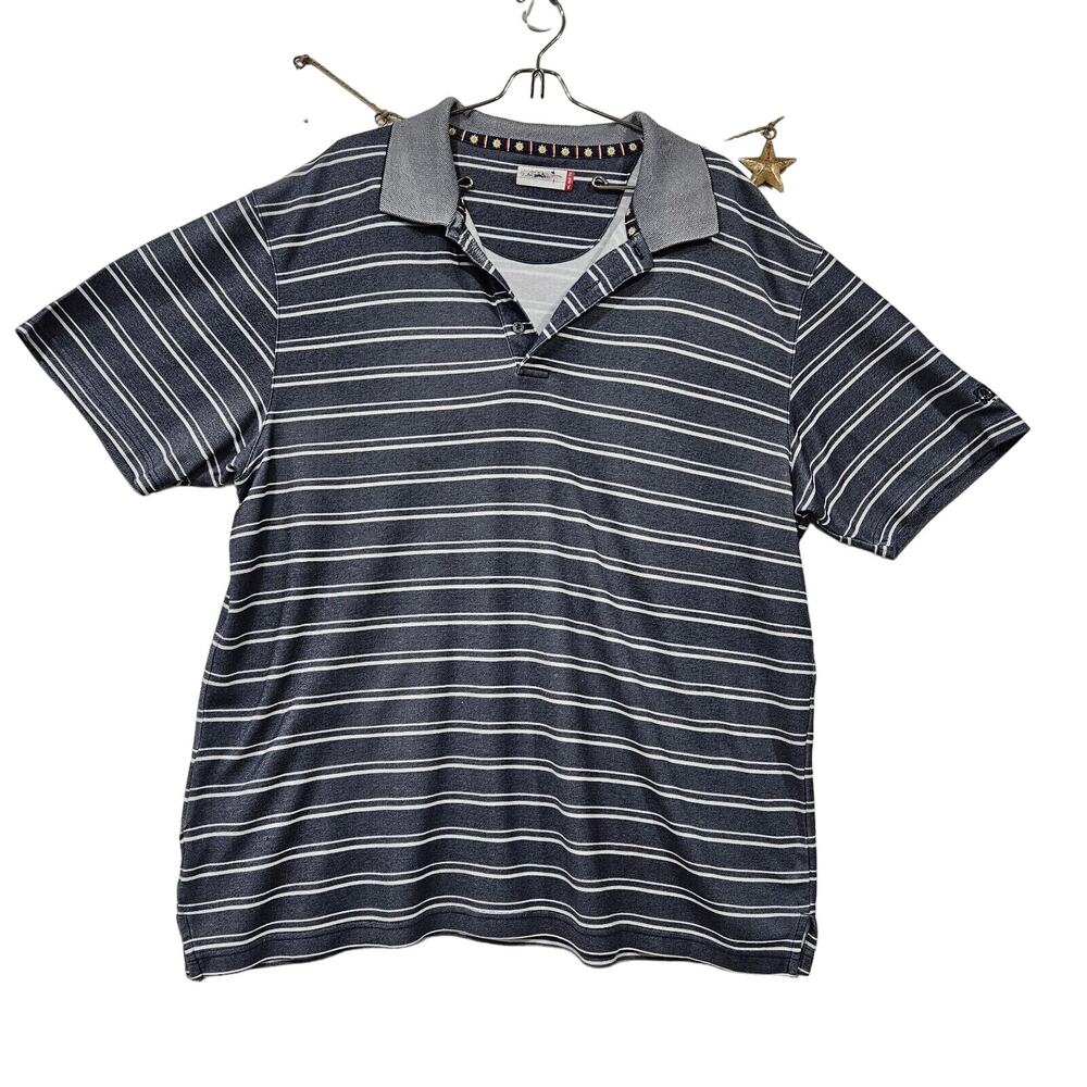 Ben Hogan Golf Polo Blue White Stripe Athletic Sportswear Pullover Shirt XXL